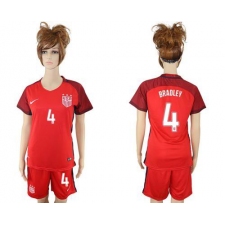 Women's USA #4 Bradley Away Soccer Country Jersey
