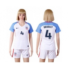 Women's USA #4 Bradley Home Soccer Country Jersey