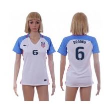 Women's USA #6 Brooks Home Soccer Country Jersey