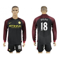 Manchester City #18 Delph Away Long Sleeves Soccer Club Jersey