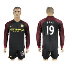 Manchester City #19 Sane Away Long Sleeves Soccer Club Jersey