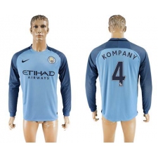 Manchester City #4 Company Home Long Sleeves Soccer Club Jersey
