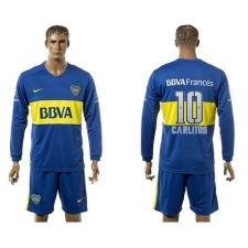 Boca Juniors #10 Carlitos Home Long Sleeves Soccer Club Jersey