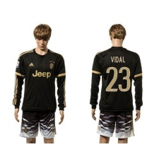 Juventus #23 Vidai SEC Away Long Sleeves Soccer Club Jersey
