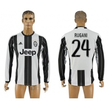 Juventus #24 Rugani Home Long Sleeves Soccer Club Jersey
