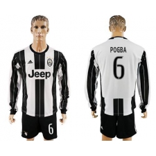 Juventus #6 Pogba Home Long Sleeves Soccer Club Jersey