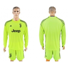 Juventus Blank Shiny Green Goalkeeper Long Sleeves Soccer Club Jersey