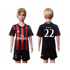 AC Milan #22 Kaka Home Kid Soccer Club Jersey