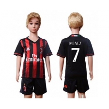AC Milan #7 Menez Home Kid Soccer Club Jersey