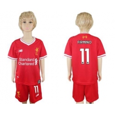 Liverpool #11 Firmino Red Home Kid Soccer Club Jersey
