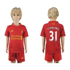 Liverpool #31 Sterling Red Home Kid Soccer Club Jersey