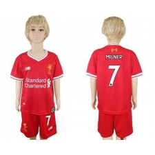 Liverpool #7 Milner Red Home Kid Soccer Club Jersey