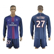 Paris Saint-Germain #27 Pastore Home Long Sleeves Soccer Club Jersey