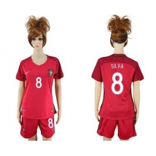Women's Portugal #8 Silva Home Soccer Country Jersey