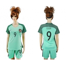Women's Portugal #9 Eser Away Soccer Country Jersey