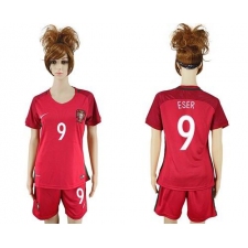 Women's Portugal #9 Eser Home Soccer Country Jersey