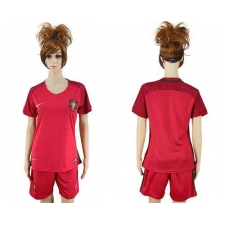 Women's Portugal Blank Home Soccer Country Jersey