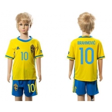 Sweden #10 Ibrahimovic Home Kid Soccer Country Jersey