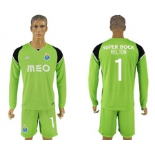 Oporto #1 Helton Green Goalkeeper Long Sleeves Soccer Club Jersey