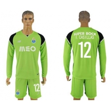 Oporto #12 I.Casillas Green Goalkeeper Long Sleeves Soccer Club Jersey