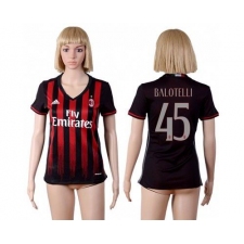 Women's AC Milan #45 Balotelli Home Soccer Club Jersey