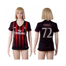 Women's AC Milan #72 Prince Home Soccer Club Jersey