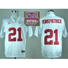 2013 BCS National Championship Alabama Crimson #21 Kirkpatrick White NCAA Football Jerseys