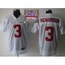2013 BCS National Championship Alabama Crimson #3 Richardson White NCAA Football Jerseys