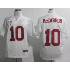 Alabama Crimson Tide #10 AJ McCarron White SEC & 2016 College Football Playoff National Championship Patch Stitched NCAA Jersey