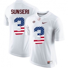 Alabama Crimson Tide #3 Vinnie Sunseri White USA Flag College Limited Jersey