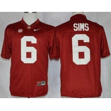 Crimson Tide #6 Blake Sims Red Limited Stitched NCAA Jersey
