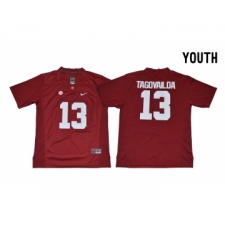 Alabama Crimson Tide 13 Tua Tagovailoa Red Youth With Diamond Logo College Football Jersey