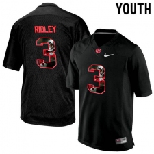 Alabama Crimson Tide #3 Calvin Ridley Black With Portrait Print Youth College Football Jersey