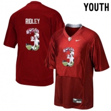 Alabama Crimson Tide #3 Calvin Ridley Red With Portrait Print Youth College Football Jersey3