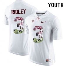 Alabama Crimson Tide #3 Calvin Ridley White With Portrait Print Youth College Football Jersey5