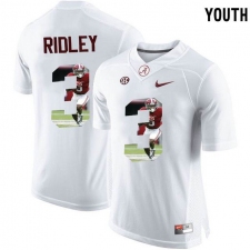 Alabama Crimson Tide #3 Calvin Ridley White With Portrait Print Youth College Football Jersey