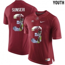 Alabama Crimson Tide #3 Vinnie Sunseri Red With Portrait Print Youth College Football Jersey2