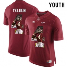 Alabama Crimson Tide #4 T.J. Yeldon Red With Portrait Print Youth College Football Jersey