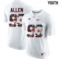Alabama Crimson Tide #93 Jonathan Allen White With Portrait Print Youth College Football Jersey