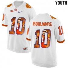 Clemson Tigers #10 Ben Boulware White With Portrait Print Youth College Football Jersey3