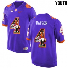 Clemson Tigers #4 DeShaun Watson Purple With Portrait Print Youth College Football Jersey7