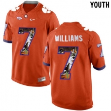 Clemson Tigers #7 Mike Williams Orange With Portrait Print Youth College Football Jersey4