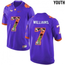 Clemson Tigers #7 Mike Williams Purple With Portrait Print Youth College Football Jersey7