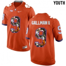 Clemson Tigers #9 Wayne Gallman II Orange With Portrait Print Youth College Football Jersey