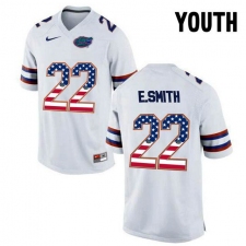 Florida Gators #22 E.Smith White USA Flag Youth College Football Jersey