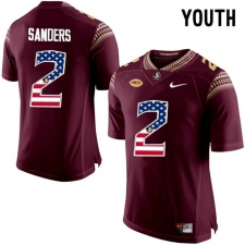 Florida State Seminoles #2 Deion Sanders Red USA Flag College Football Youth Limited Jersey