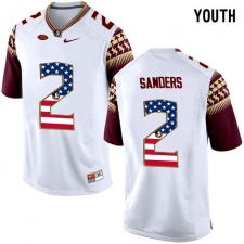 Florida State Seminoles #2 Deion Sanders White USA Flag College Football Youth Limited Jersey