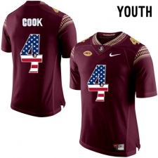 Florida State Seminoles #4 Dalvin Cook Red USA Flag College Football Youth Limited Jersey