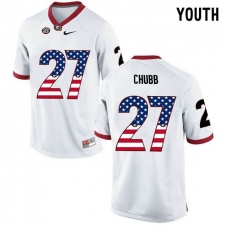 Georgia Bulldogs #27 Nick Chubb White USA Flag Youth College Football Jersey