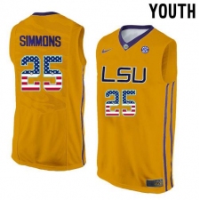 LSU Tigers #25 Ben Simmons Gold Youth College Basketball Jersey